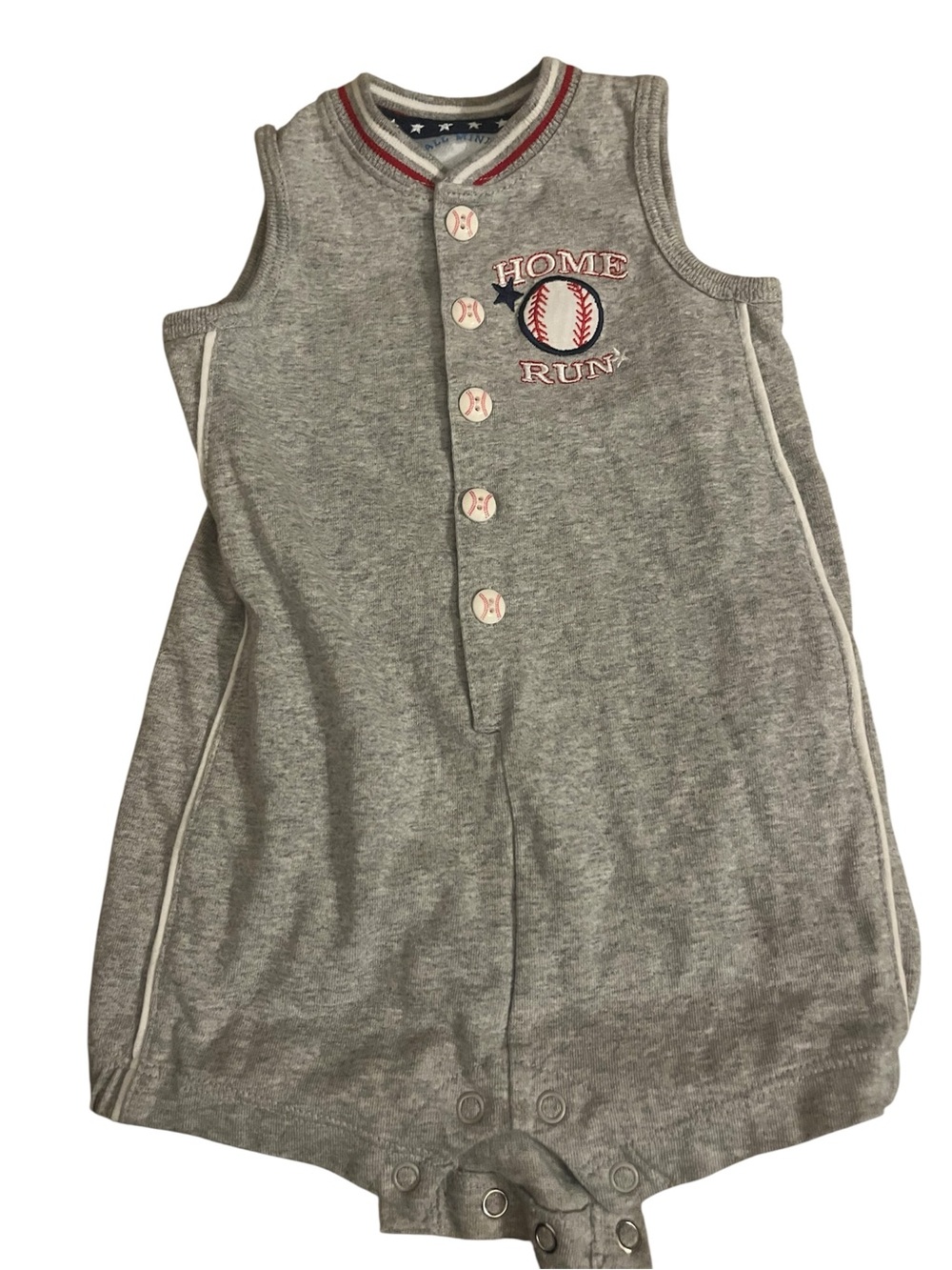 Infant Grey 'Home Run' Baseball Sleeveless  Romper
